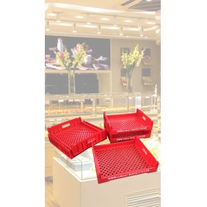 Stackable and Foldable Nestable Bread Crates Mesh Stacking Plastic Turnover