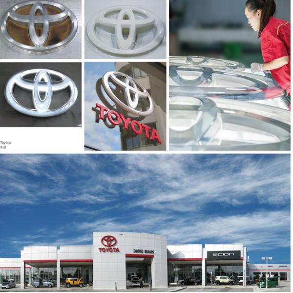 advertising lighting LED silk screen and chrome brand car logos for exhibition