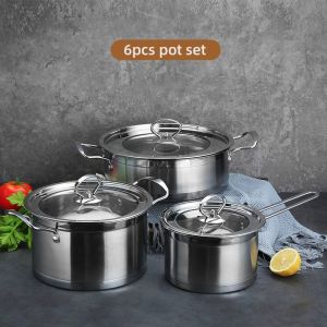Amazon Multifunctional Kitchen Cookware Silver Cooking Pot Set Stainless Steel