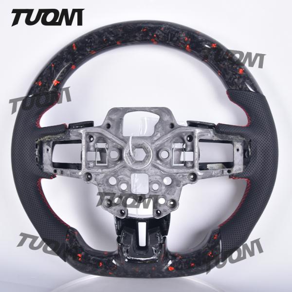 Custom Stitch Color Ford Carbon Flat Bottom Steering Wheel with Leather Grip for Enhanced Control