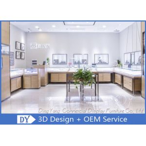 Cutomized Wooden Veneer Diamond Jewelry Showcase Display With Locking Cabinets