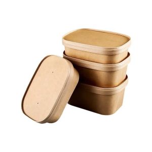 Food Grade 500ml Rectangular Paper Boxes And Lids For Branding