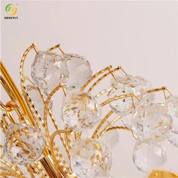 Modern K9 Crystal Pendant Light LED Gold Round Hanging Ceiling Light