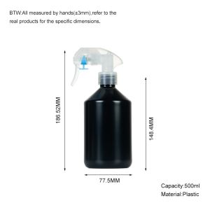500ml Black Transparent plastic cylindrical smooth with white Transparent Spary