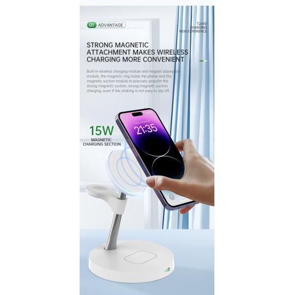 15W Fast Wireless Charging Station With Led Indicator And LED Night Light