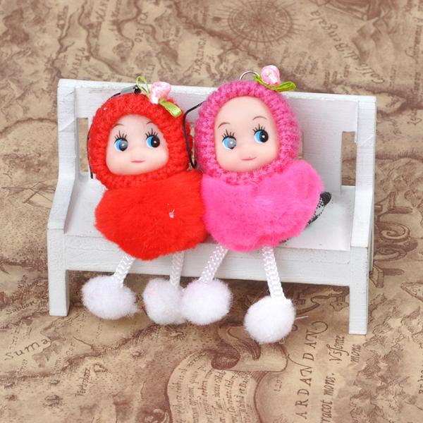 Wholesale 8CM fan paste hair doll phone pendant doll plush doll