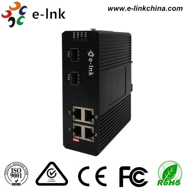 Buy Gigabit Industrial Ethernet POE Switch 9K Bytes Jumbo Frame With 2 SFP Ports / 4 RJ45 Ports at wholesale prices