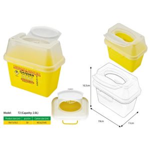 1 Litre Sharps disposal container, Sliding Lid, Red,Sharps Container |