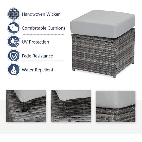 Patio Furniture Set Outdoor Sectional Sofa Conversation Set All Weather Wicker Rattan Couch Dining Table & Chair