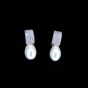 Customized Silver Pearl Earrings Jewelry / S925 Square Shape Simple Silver