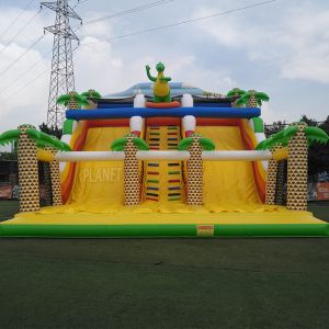China Commercial Grade Palm Tree Theme Inflatable Dinosaur Bouncy Castle Inflatable Bouncer Combo Slide on sale