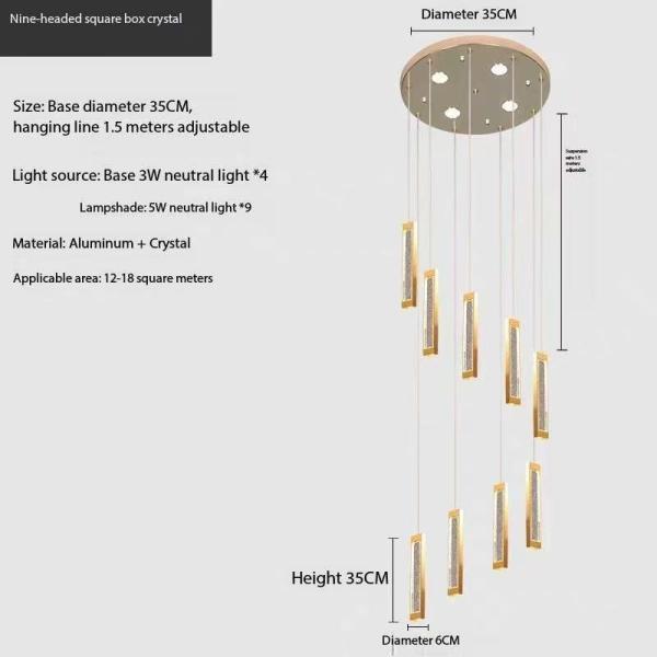 New Modern Luxury Gold Light Crystal Chandelier Loft Led Pendant Lights Hotel Lobby Stair High Ceiling Chandeliers Lamp