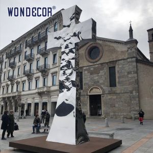 Outdoor Square Large Metal Art Cross Stainless Steel Sculpture