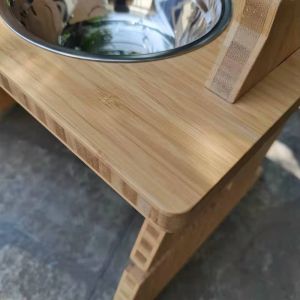 Customer's Order Adjustable Height 2 Stainless Bowls Bamboo Feeder for Dogs and