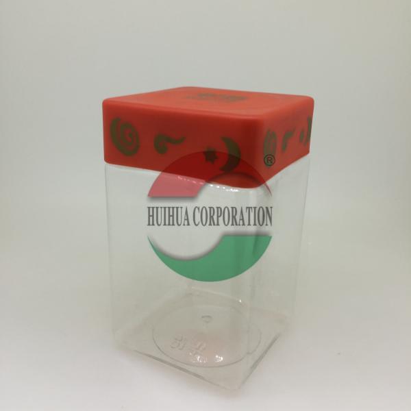 Buy Wide Mouth Square Transparent PET Bottles , Clear Pet Jars Oatmeal Can at wholesale prices