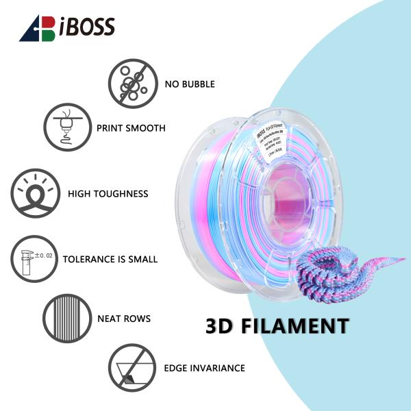 3D Printer Filament Silk Tri-color Rose Red Blue White 1000g Dimensional Accuracy +/- 0.02mm