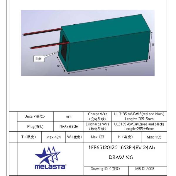 48V 24Ah Prismatic LiFePO4 E-Bike Battery Pack With PCM