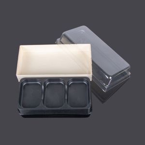 Rectangular 3 Compartment 16*8*5cm Plastic Pastry Container