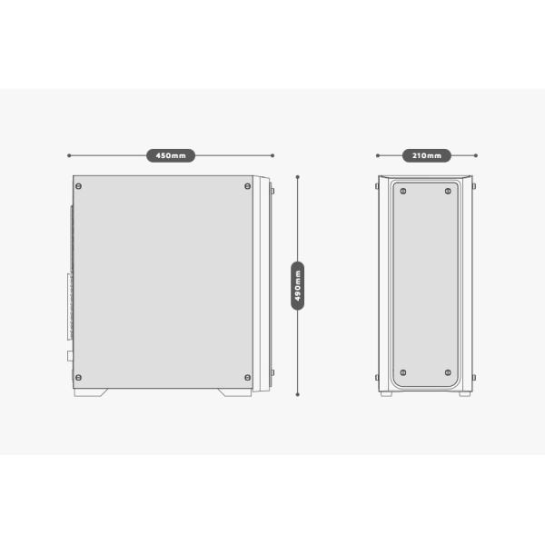 SKTC Tempered Glass 12cm RGB Fan ATX PC Case