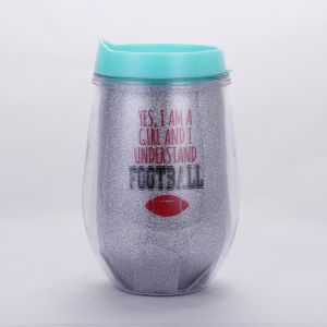 300ml Double-layer Egg-shaped Plastic Cup With U-shaped Straw Comes With Straw