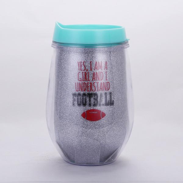 300ml Double-layer Egg-shaped Plastic Cup With U-shaped Straw Comes With Straw