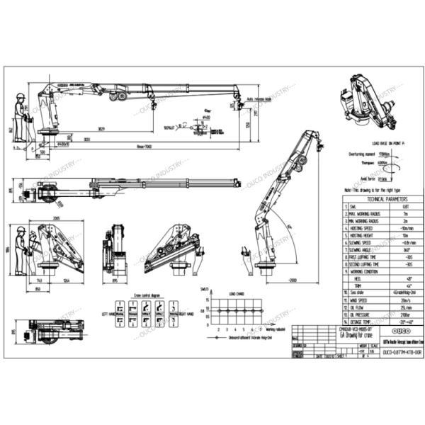 Two 0.8T7M Hydraulic Knuckle and Foldable Boom Crane