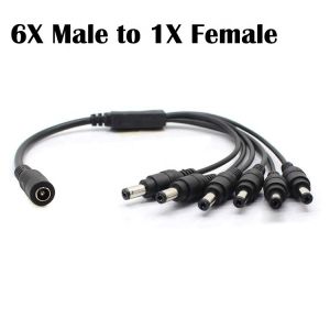 1 to 6 ways 1 Female to 6 Male 5.5x2.1 mm DC Power Supply Splitter Cable for