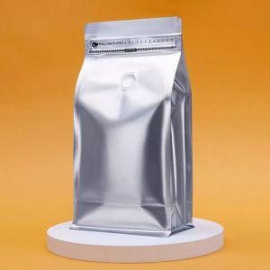 Silver 340G 454G 1000G Compound Material Plastic Coffee Packaging Bag