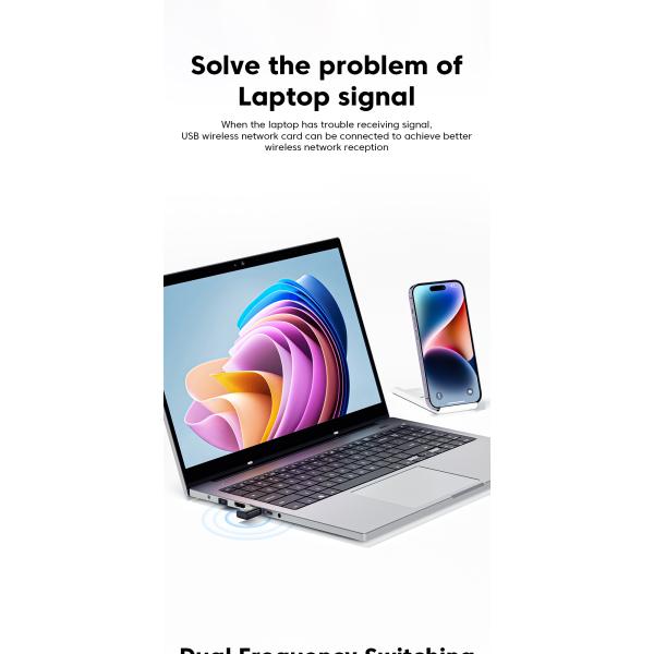 Dual Band Wireless WLAN Network Card 433Mbps 600M for Laptop