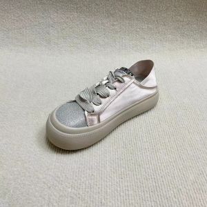 Classic Platform Sneakers Women Round Head And Thick Soled With Silk Surface