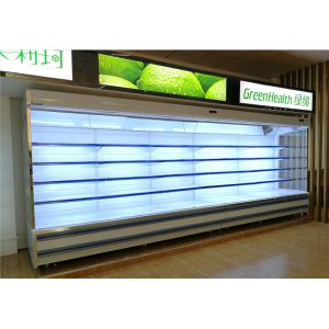 commercial fruits vegetables sliding door open chiller display