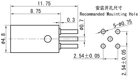 SMP Male Light Hole RF Coaxial Connector – PCB Solder Type