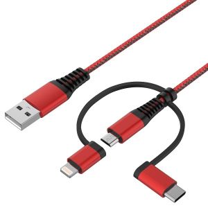 3m 9ft USB A to Micro Type C Lightning C48 Multi USB Data Cable