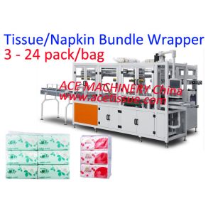 China PLC Servo Motors Napkin Tissue Packing Machine Fully Automatic 3-24 Bag/Bundle on sale