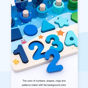 Math Fishing Educational Wooden Montessori Baby Toys 15cm