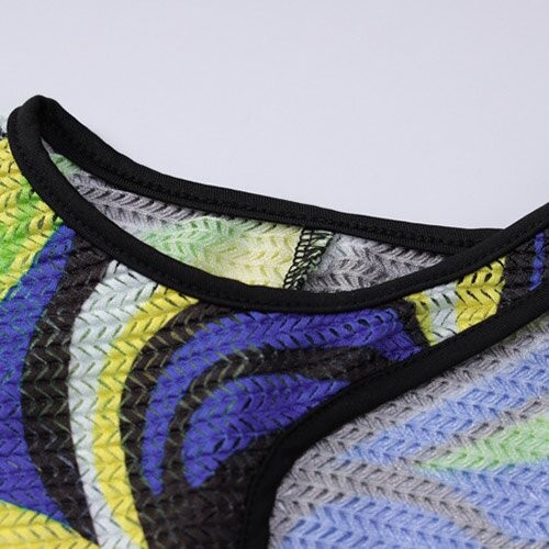 OEM maufactoryEuropean and American style women's clothing 2022 Summer printing round neck sleeveless hollow wrinkle