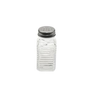 Square Embossed Stripe Mini Glass Spice Jars Containers Shaker Lid For Seasoning