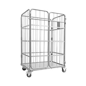 500kgs Metal Supermarket Collapsible Roll Cage With Shelves