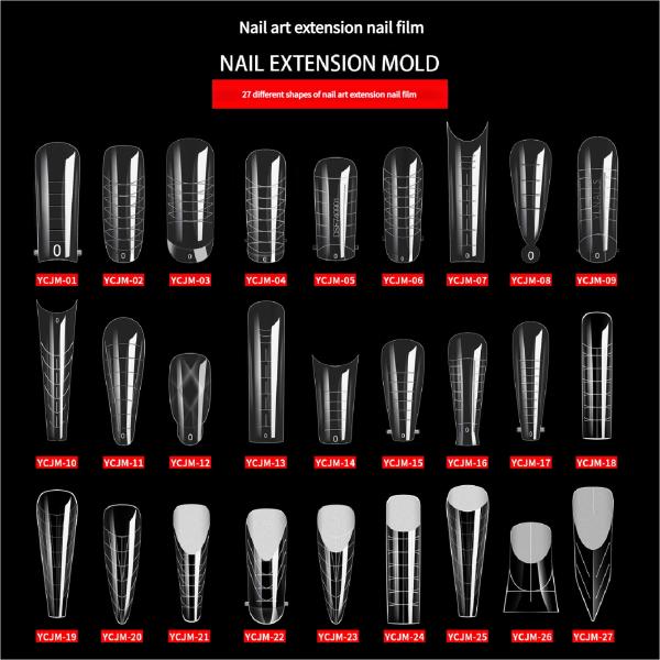 27 Styles Clear Dual Forms Stiletto Straight Square Nail Tips Finger UV Gel Nail Extension Mold Quick Building Gel Nail Form