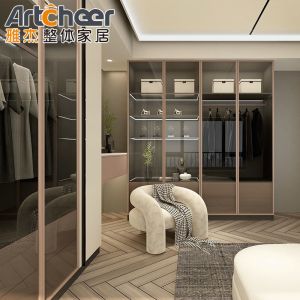 Create a Chic Walk-In Closet with a Wardrobe Featuring Glass Doors and