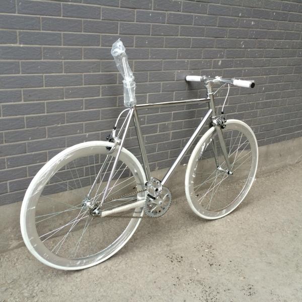 OEM 700C Sliver Paint Fixed Gear Bicycle with CR-MO Chrome Rim anodize JIS Standard