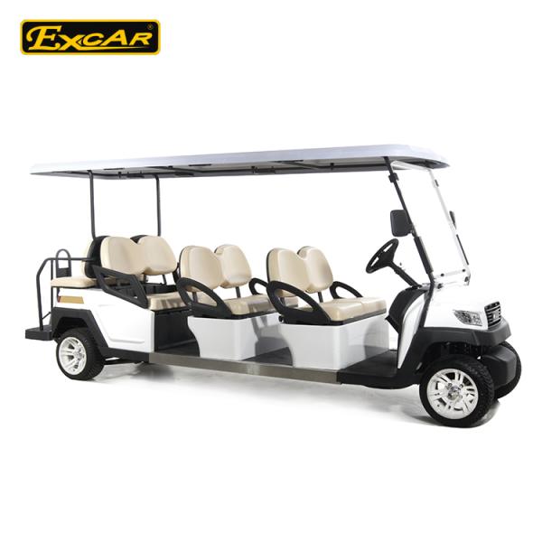 EXCAR 8 Seater White Electric Sightseeing Car Tourist Bus With Onboard 17AH Charger