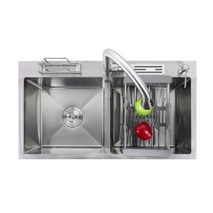 Nano Handmade Kitchen Sink Above Counter With Kinfe And Cutting Board Shelf Anti