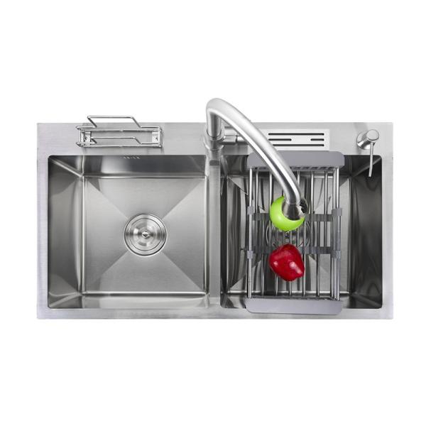 Buy Nano Handmade Kitchen Sink Above Counter With Kinfe And Cutting Board Shelf Anti Corrosion at wholesale prices