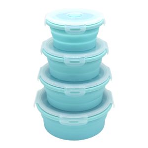 Round 350ml 540ml 800ml 1200ml Silicone Collapsible Lunch Box