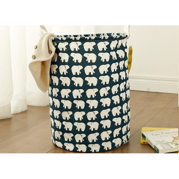 Puting Foldable washing laundry basket toy storage bag cotton lenon customized green gree laundry facility