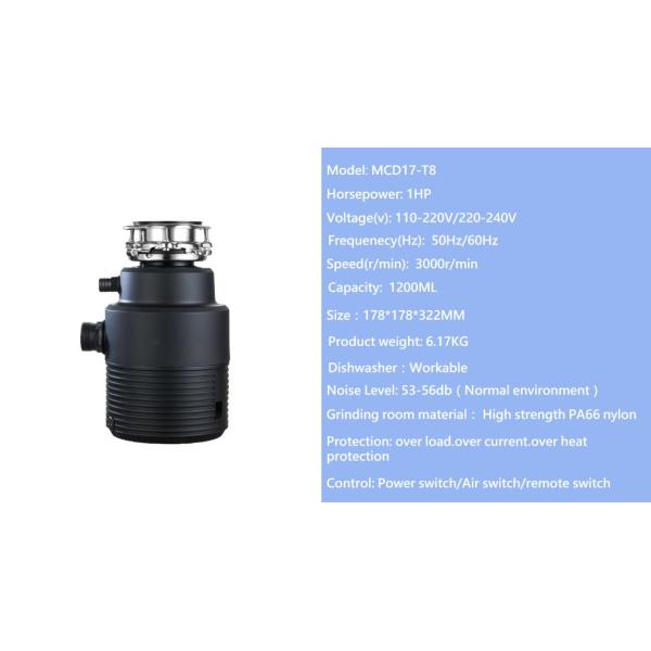 OEM 1.2Hp Grind Household Kitchen Processor Crushing Food Waste Shredder Machine Sink Garbage Disposal