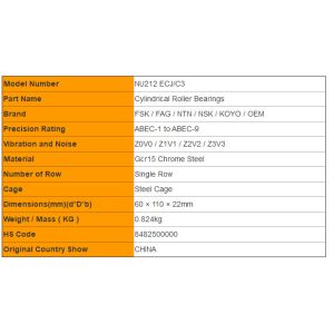 Steel Cage Cylindrical Roller Bearings with Removable Inner Ring , C3