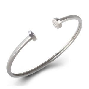 High Polish Stainless Steel Nail Bangle Gold Color New Style Rhinestone Zircon