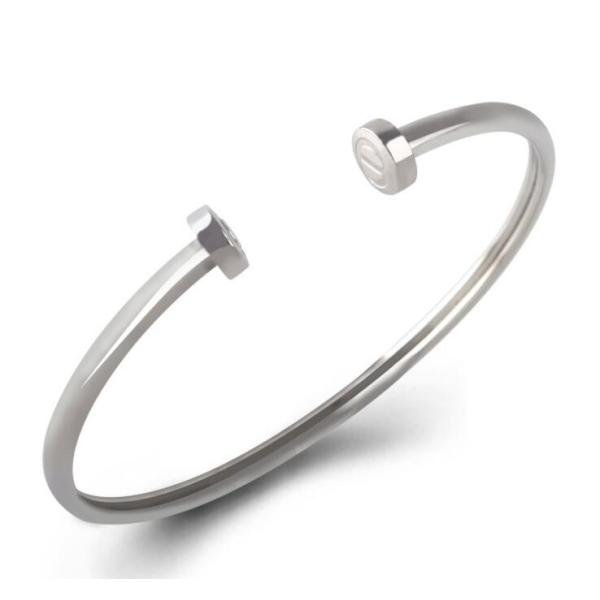 High Polish Stainless Steel Nail Bangle Gold Color New Style Rhinestone Zircon